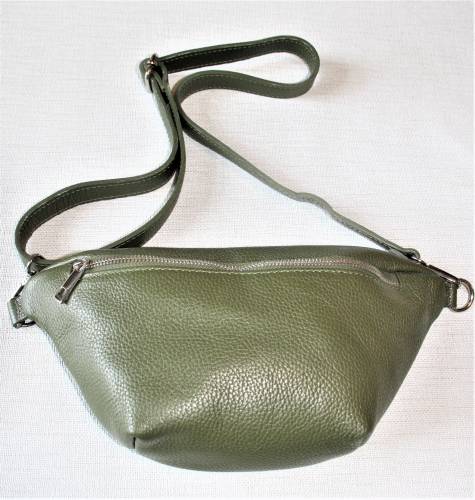 Leder-Crossbody-Bag BONITA Gr. L, olivgrün