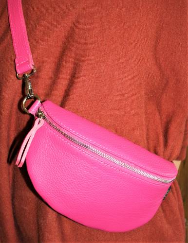 Leder-Crossbody-Bag STINA, fuchsia