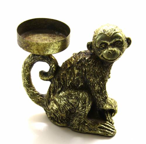 Teelichthalter Affe, golden