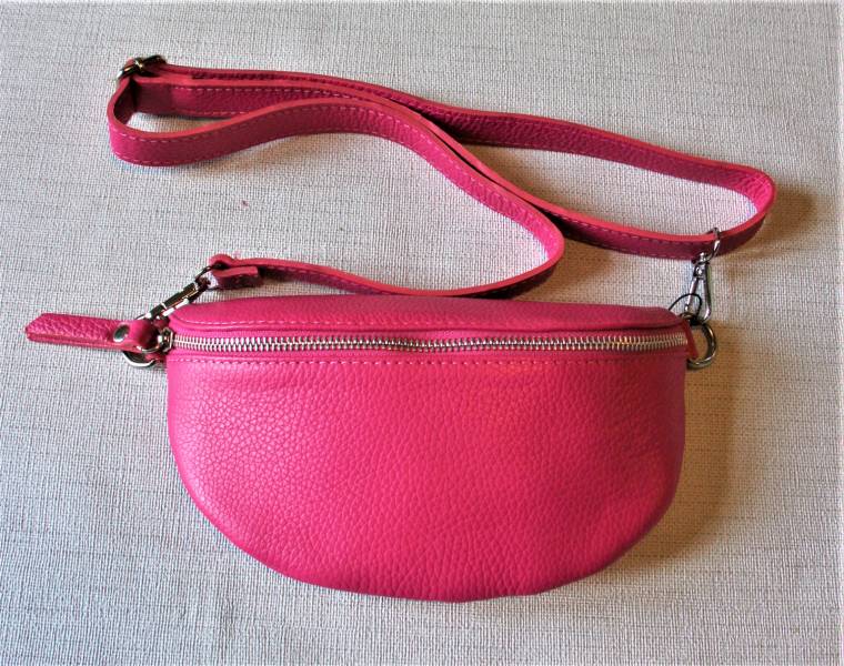 Leder-Crossbody-Bag STINA, fuchsia